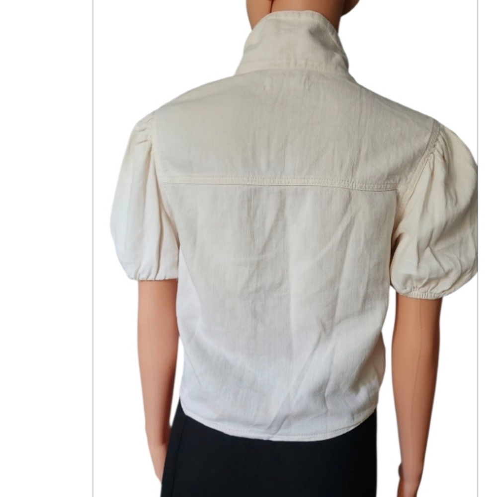 Zara White Short Sleeve Button Down Shirt - Picture 6 of 7